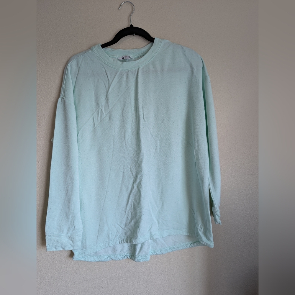 Three Dots Light Green Long Sleeve Sweatshirt Size S